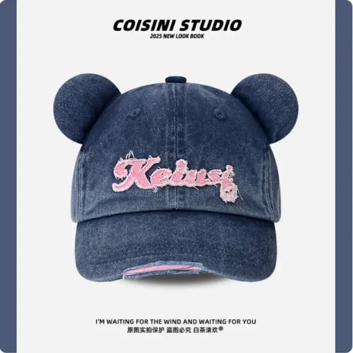 Casquettes de baseball brodées avec des oreilles d'ours mignonnes pour hommes et femmes
