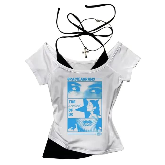 Gracie Abrams crop top fée Streetwear esthétique gothique recadrée Grunge vintage adolescents t-shirts