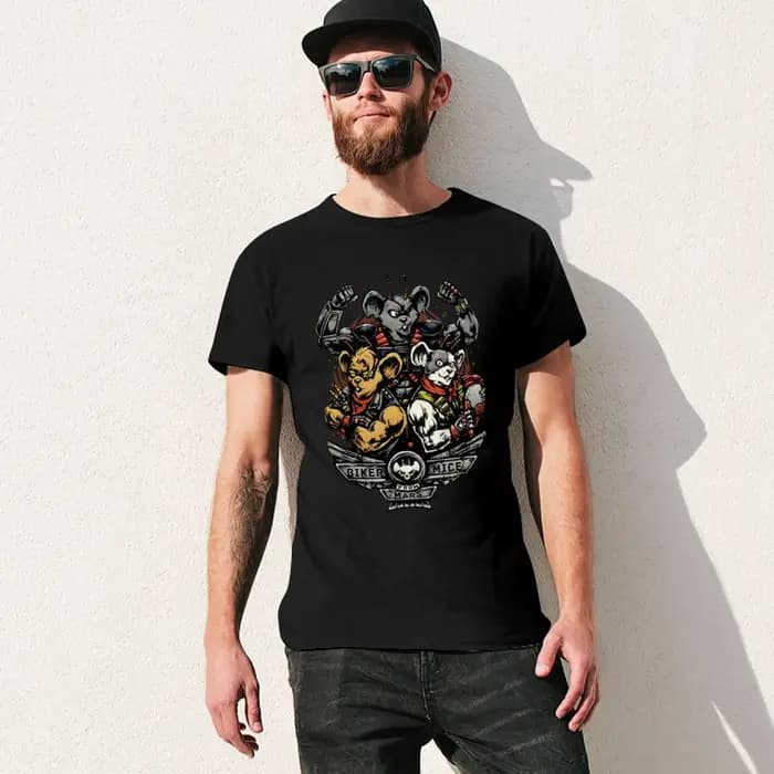 T-shirt en coton avec souris de motard pour hommes