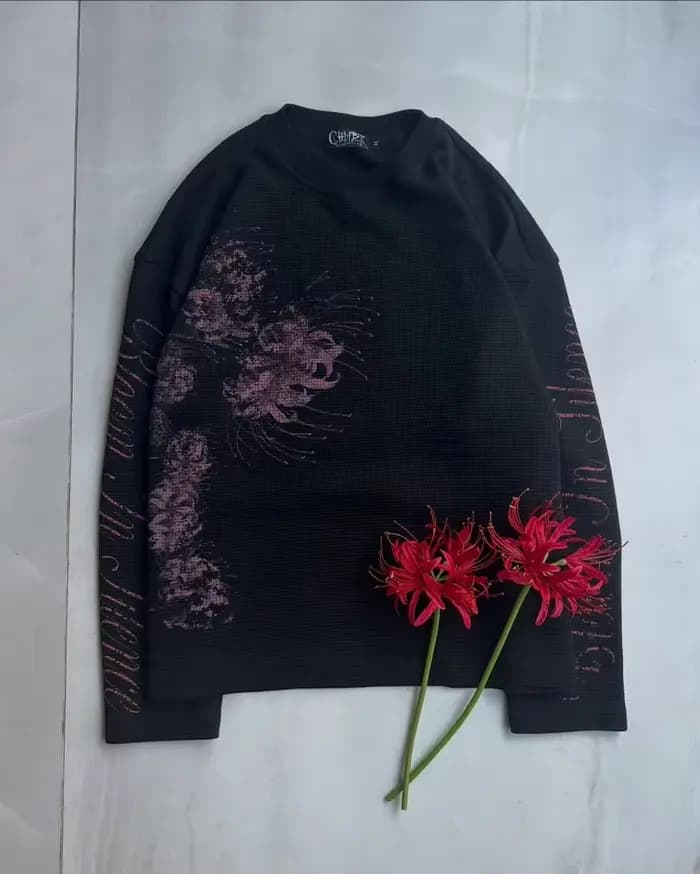 Waffle Tricot À Manches Longues T Shirt Imprimé Graphique Floral Casual Hommes Femmes Streetwear Vêt