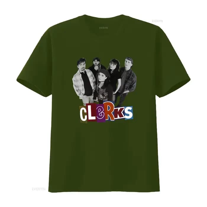 T-shirt Clerks Movie Cast pour un style décontracté vintage, streetwear délavé, extensible, polyvalent, respirant, pour tous les jours