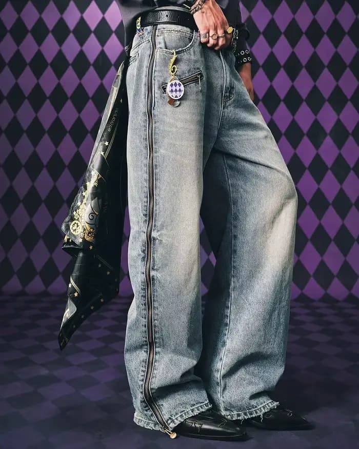 Jean en denim JoJo Anime à panneaux amovibles pour hommes et femmes