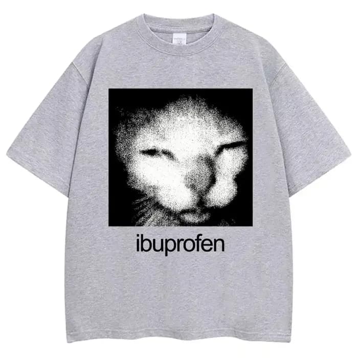T-shirt graphique vintage amusant avec chat Ibuprofène