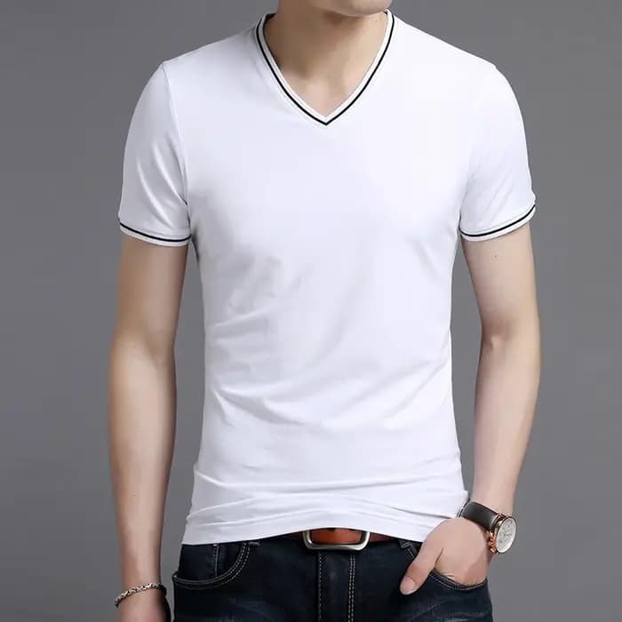 T-Shirt à Manches Courtes et Col en V pour Homme