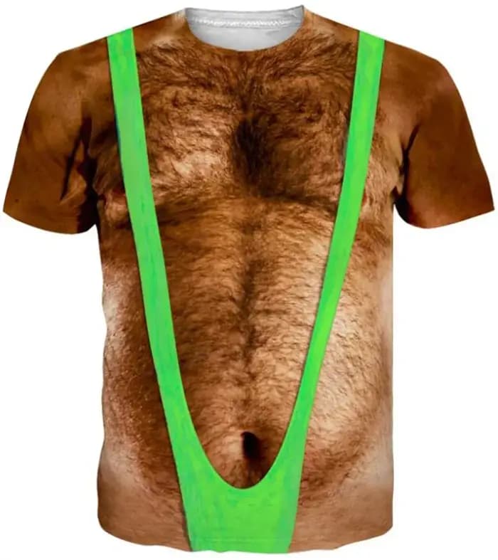 T-shirt graphique drôle pour homme avec poitrine poilue
