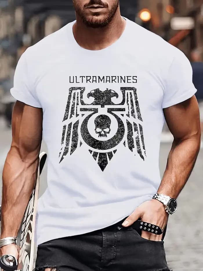 T-shirt graphique pour homme Ultramarines avec emblème