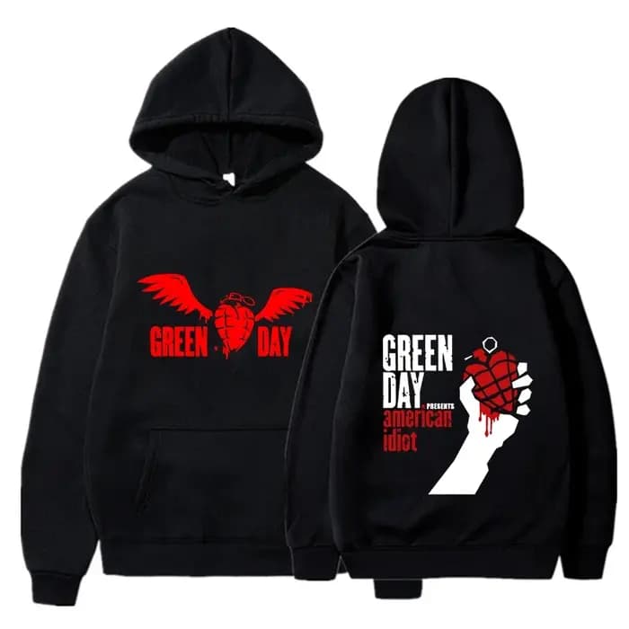 Sweat-shirt à capuche imprimé vert pour hommes