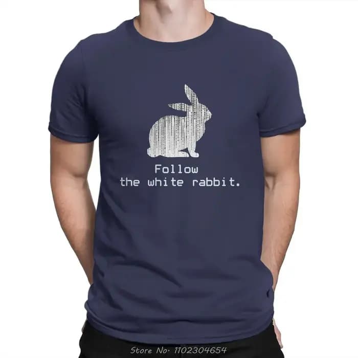 The Matrix Neo Film Follow the white Rabbit1 t-shirt hommes Ofertas grand col rond