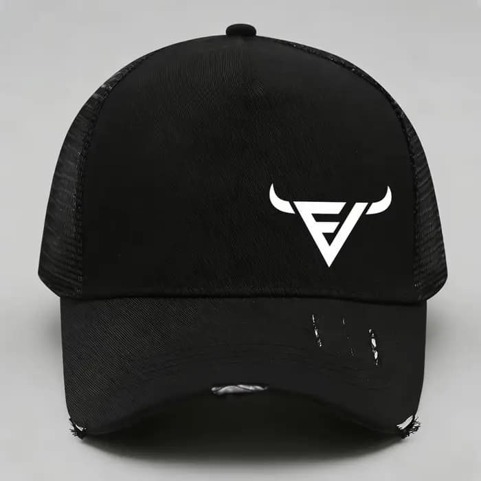 Casquette de camionneur avec logo Bull, maille respirante, fermeture snapback réglable, convient aux