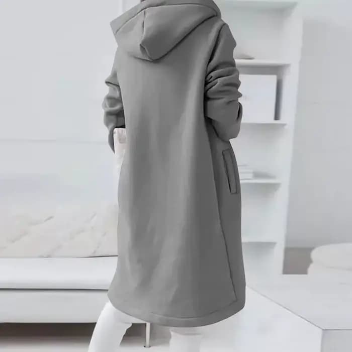 Nouveau sweat à capuche zippé long en polaire pour femme