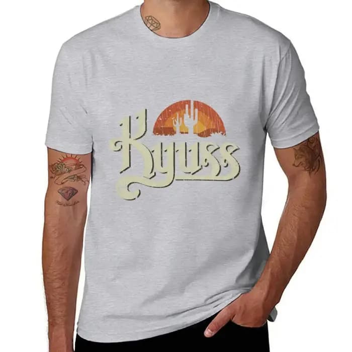Kyuss coucher de soleil 1987 T-Shirt graphique coton t-shirts hommes été hauts imprimé Animal surdimensionné