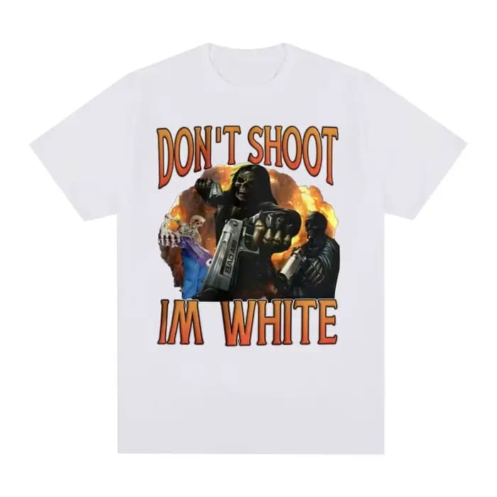 Drôle ne tirez pas, je suis blanc Meme graphique T-shirts pour hommes décontracté Humor à manches courtes T-shirt