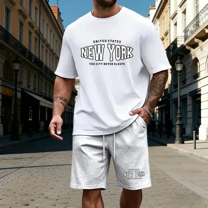 Ensemble de survêtement pour homme avec t-shirt imprimé