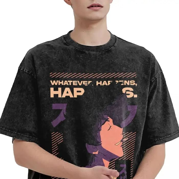 Manga Cowboy Bebop Spike Spiege graphique t-shirt Vintage lavé surdimensionné T-Shirts à manches courtes coton doux