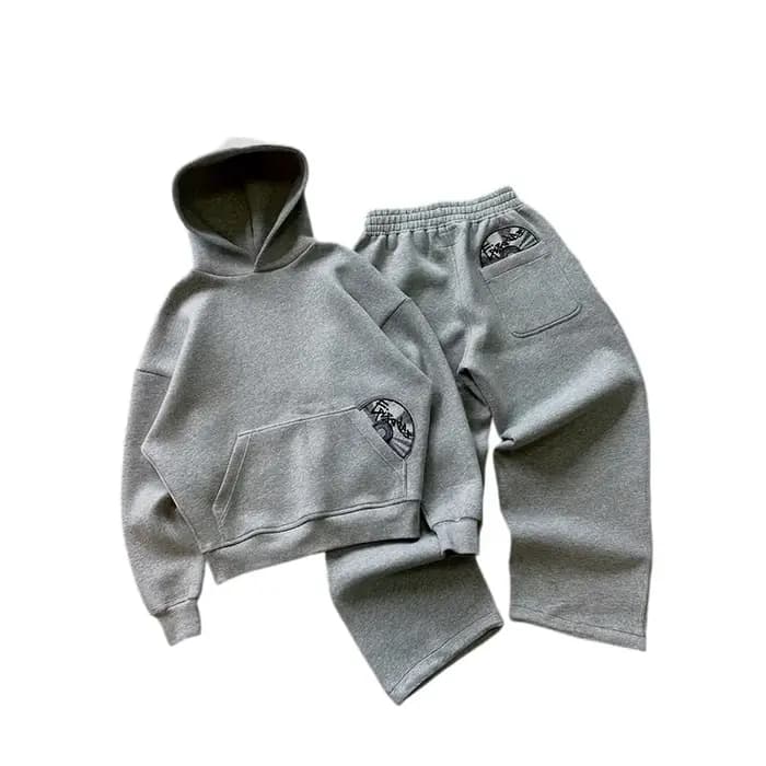 Ensemble sweat à capuche et pantalon tendance printemps, motif brodé 3D, couleur unie Y2K, ensemble