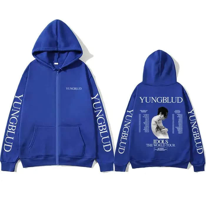 Yungblud IDOLS The World Tour 2025 sweat à capuche avec fermeture éclair Fans cadeau hommes femmes Hip Hop sweat à capuche zippé mâle surdimensionné veste polaire décontractée