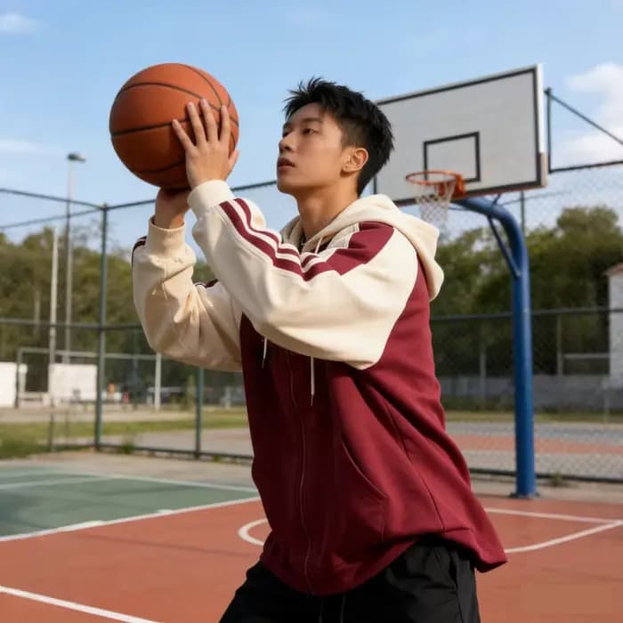 Sweat-shirt à capuche américain rétro bloquant la couleur pour hommes et femmes