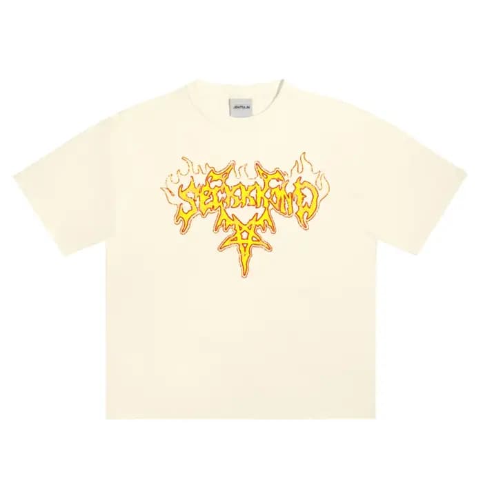 Hip Hop Streetwear surdimensionné vêtements pour hommes à manches courtes SEKKKOND imprimé graphique Y2k hauts t-shirts Harajuku Goth coréen t-shirt coton