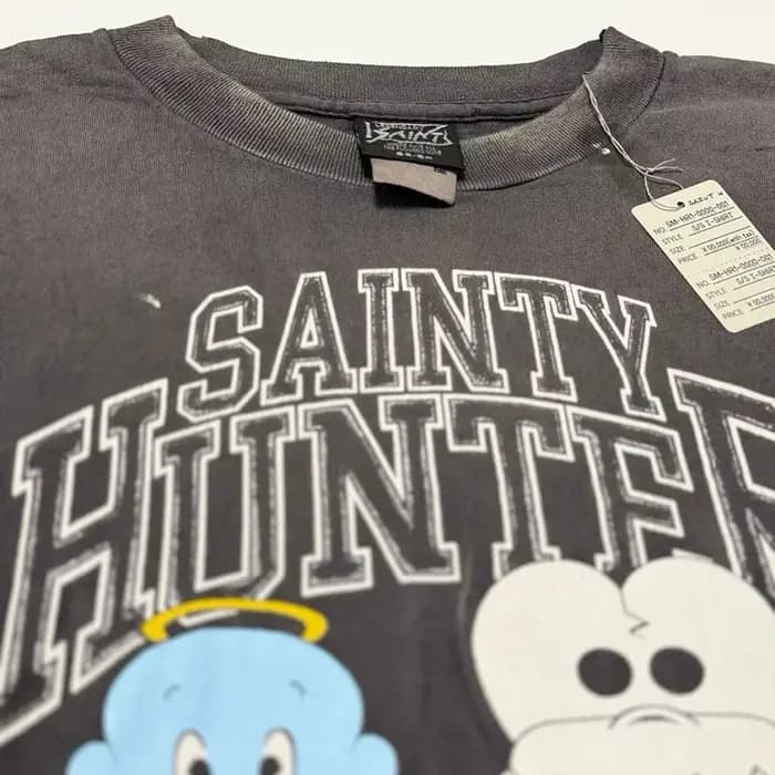 T-shirt unisexe délavé style streetwear imprimé Saint