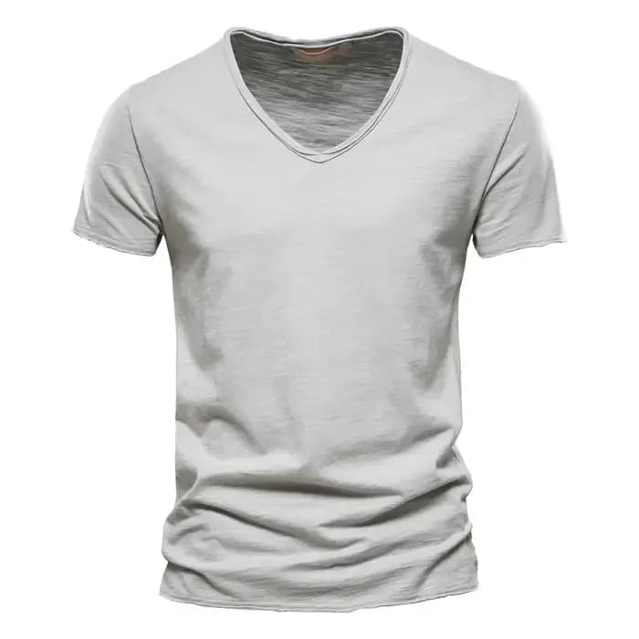 2025 nouvelle marque qualité 100% coton hommes T-shirt col en v Design de mode coupe ajustée T-shirts