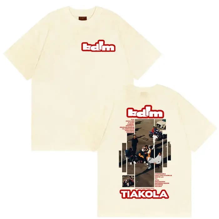 Rappeur TIAKOLA Bdim Tour 2025 T-shirt graphique homme Hip Hop gothique manches courtes T-shirts Vintage col rond