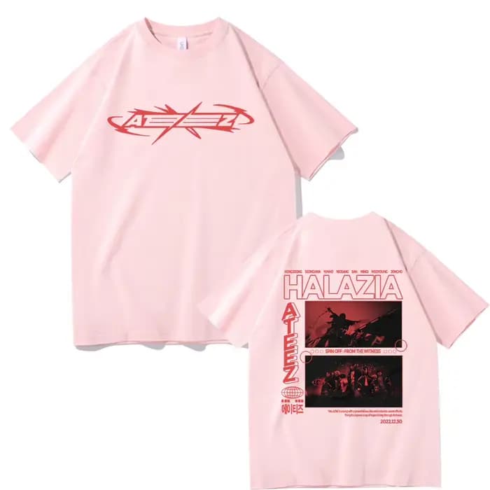 T-shirt imprimé double face Ateez Band pour hommes et femmes