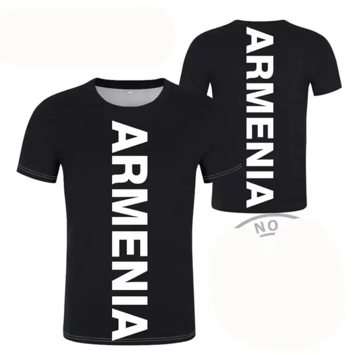 ARMENIA-T-shirt personnalisable avec nom, numéro et photo, logo noir et rouge, vêtement de la nation