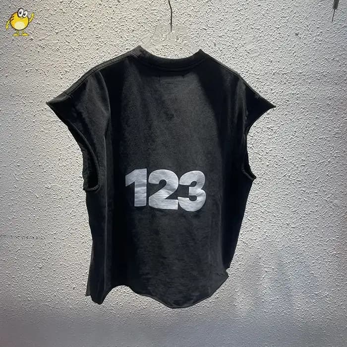 Haute qualité ample Vintage RRR123 manches coupées t-shirt hommes femme hauts à la mode