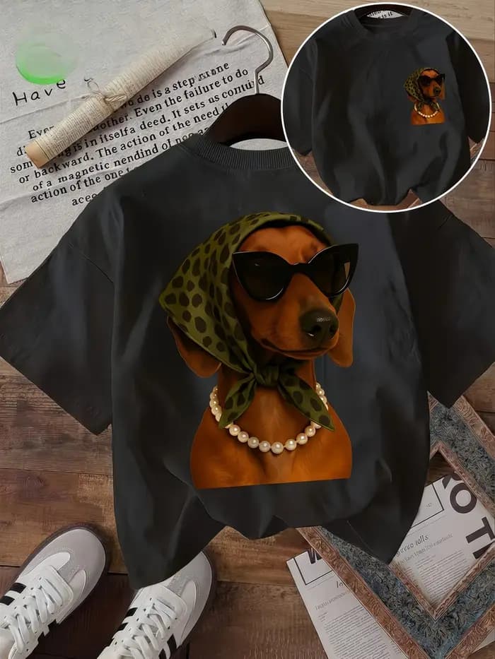 T-shirt graphique amusant Teckel pour femme