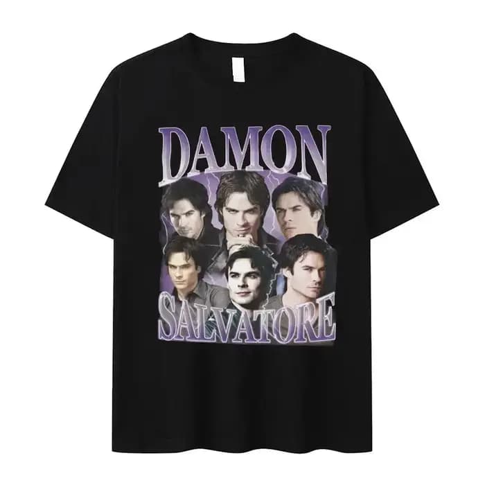 Damon Salvatore Ian Somerhalder émission de télévision T-shirt pour femmes été hauts t-shirts col rond