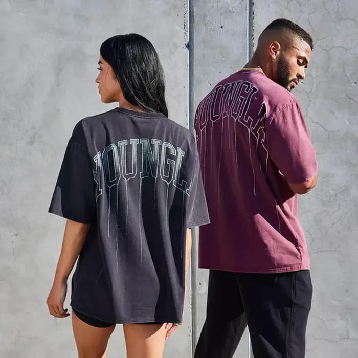 T-shirt oversize pour homme et femme, en coton, col rond, manches courtes, décontracté, assorti à tout, pour la gym, le sport, pour couple