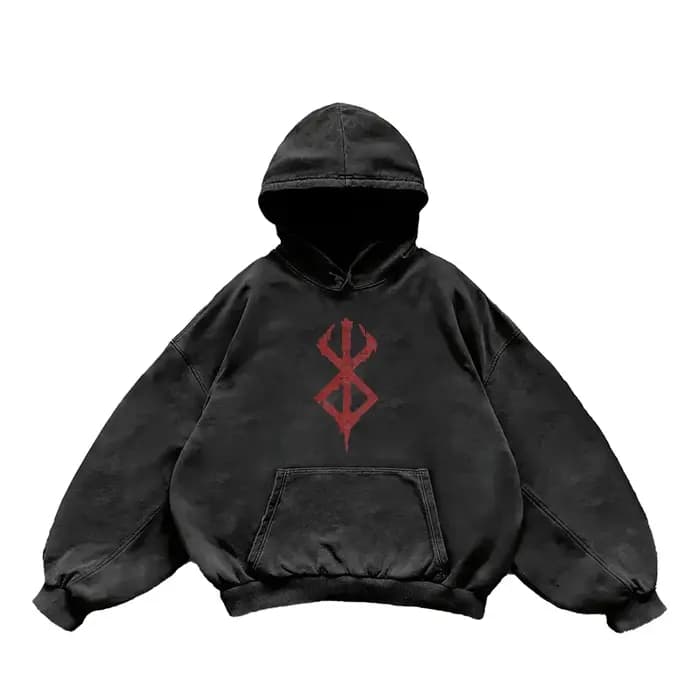 Guts Logo graphique vêtements Berserk Anime à capuche hommes femmes Vintage lavé sweats