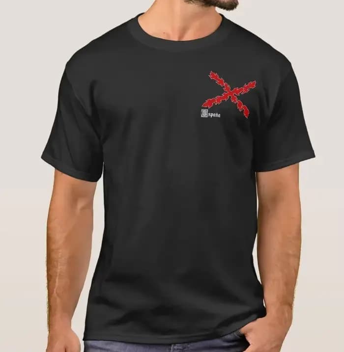 Dieu, patrie et roi. T-shirt croix espagnole de bordeaux. T-shirts décontractés à manches courtes 100% coton