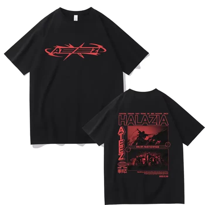 T-shirt imprimé double face Ateez Band pour hommes et femmes