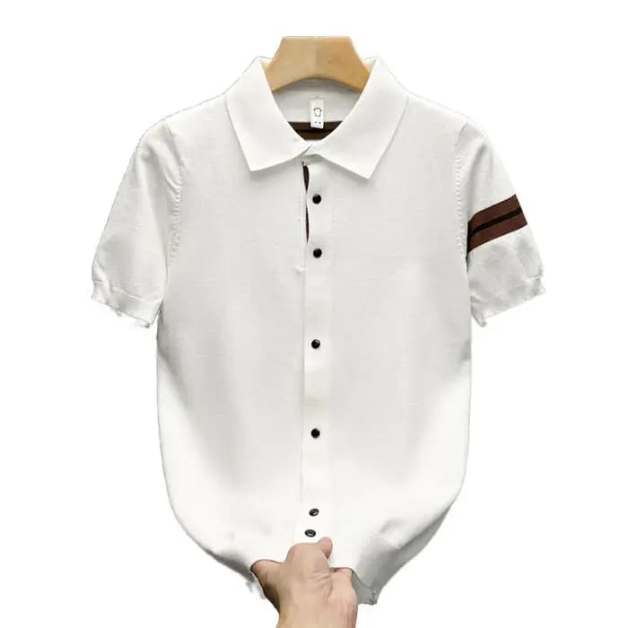T-shirt d'été décontracté et polyvalent à col polo en maille