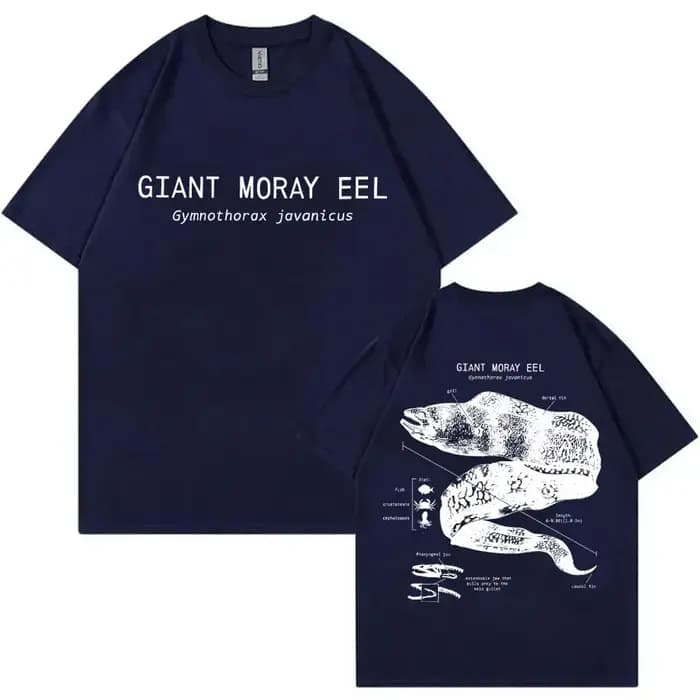 Animaux marins géant Moray anguille anatomie graphique T-shirt hommes femmes décontracté Vintage