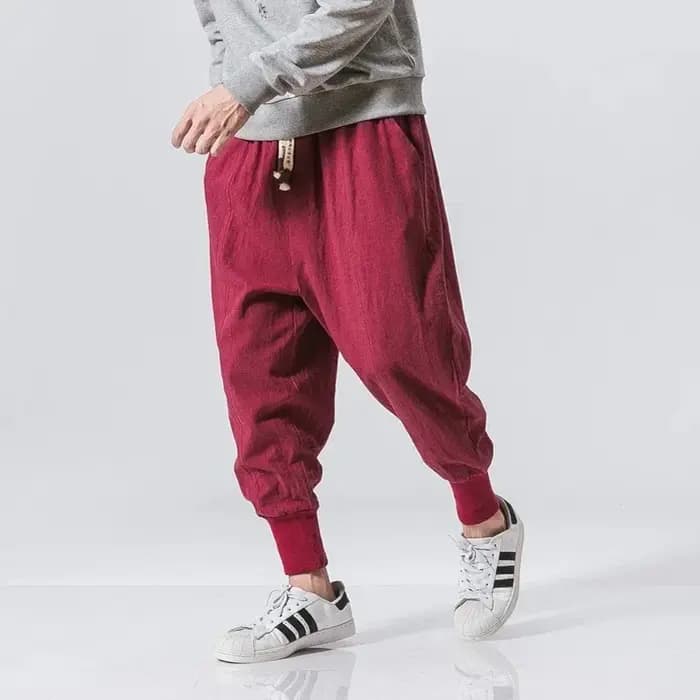 Hommes sarouel Streetwear coton lin Joggers nouveau Baggy Hip Hop mode pantalon décontracté solide pantalon mâle à la mode pantalons de survêtement