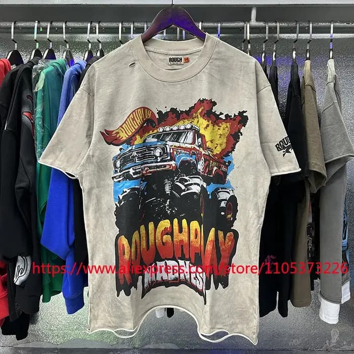 Livraison Rapide Nouvelle Arrivée 2026 T-shirt Imprimé Homme Style Urbain Vintage Ample Décontracté Manches Courtes Col Rond