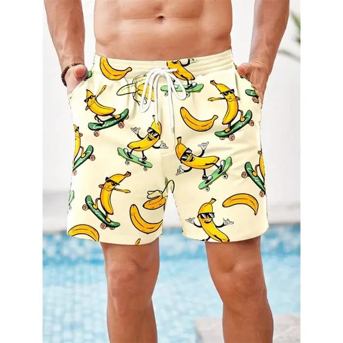 Hip Hop drôle banane 3D graphique hommes plage court Cool Humor impression conception conseil Shorts