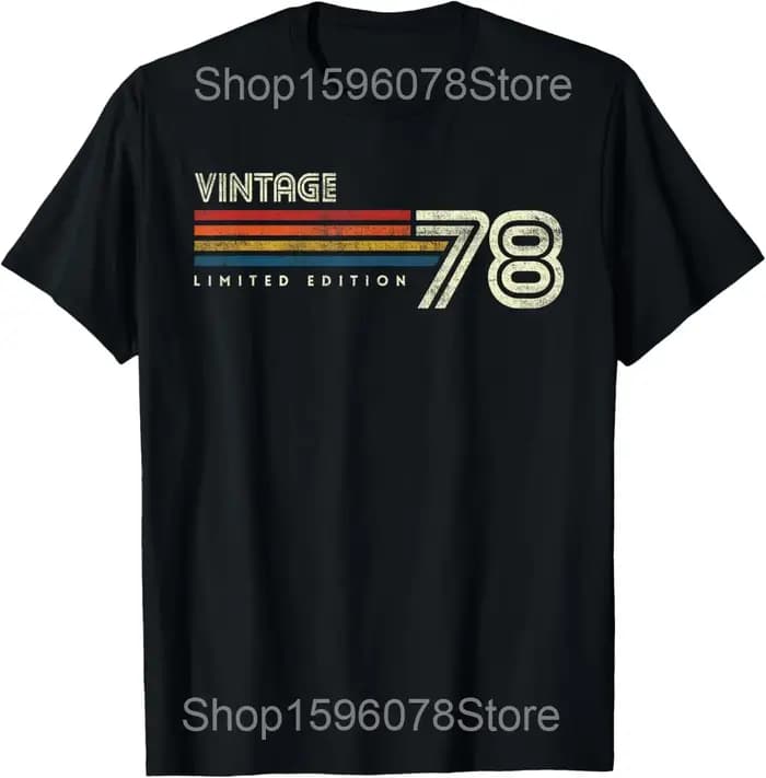 Drôle Vintage 1978 anniversaire t-shirts hommes femmes pur coton Humor Streetwear t-shirt à manches