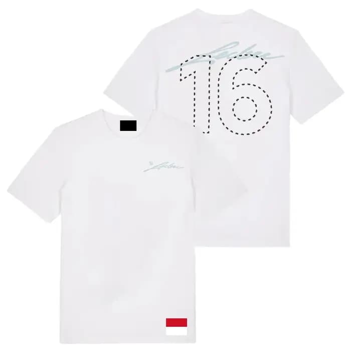 T-shirt SIGNATURE Charles No.16 Leclerc, col rond, manches courtes, pour hommes, design tendance, im