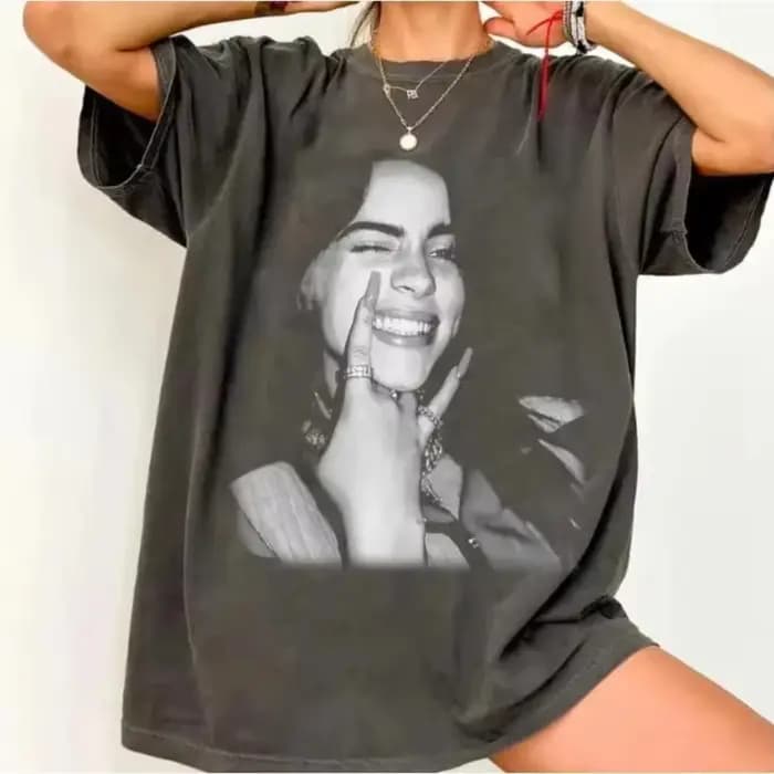T-shirt imprimé motif Billie Eilish été 2026 pour fans hommes et femmes