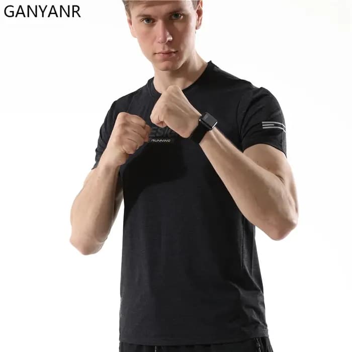 GANYANR course t-shirt gymnastique Sport Fitness Crossfit coupe sèche homme formation Football maillots entraînement musculation vêtements t-shirts rapide