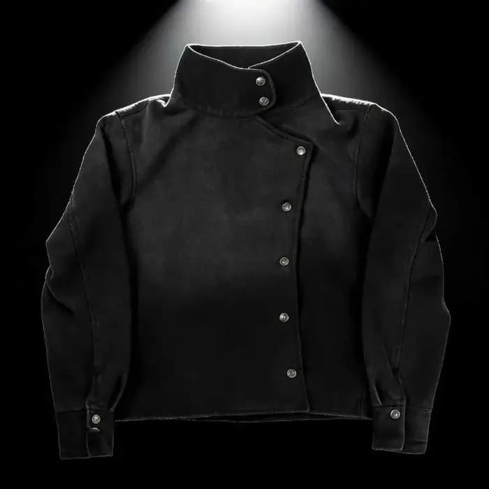 Veste uniforme Y2K Harajuku noire délavée avec boutons