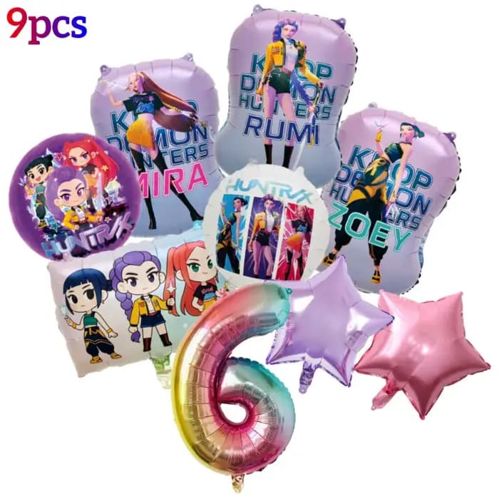Ensemble de ballons en aluminium Kpop Demon Hunters numéros 1-9