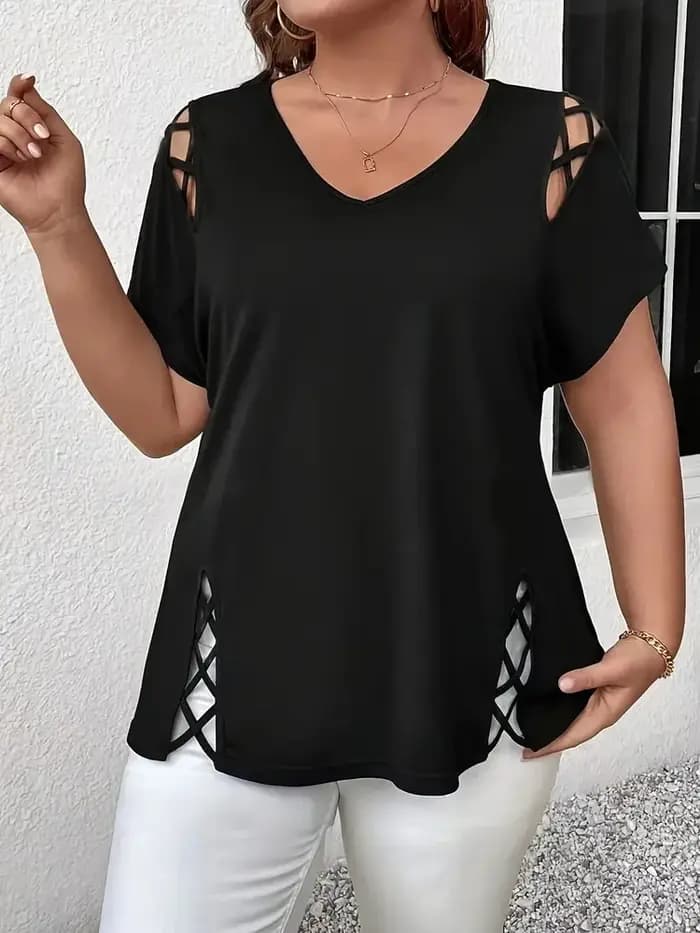 T-shirt Grande Taille Femme Été Manches Courtes Décontracté Ample Mode Pull Oversize