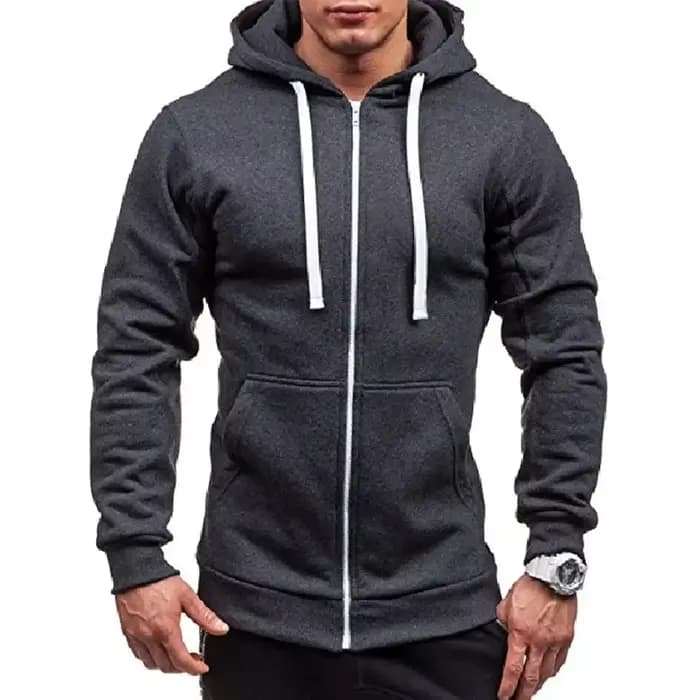 Sweat-shirt décontracté à capuche avec fermeture éclair pour homme