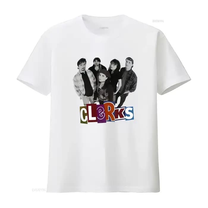 T-shirt Clerks Movie Cast pour un style décontracté vintage, streetwear délavé, extensible, polyvalent, respirant, pour tous les jours