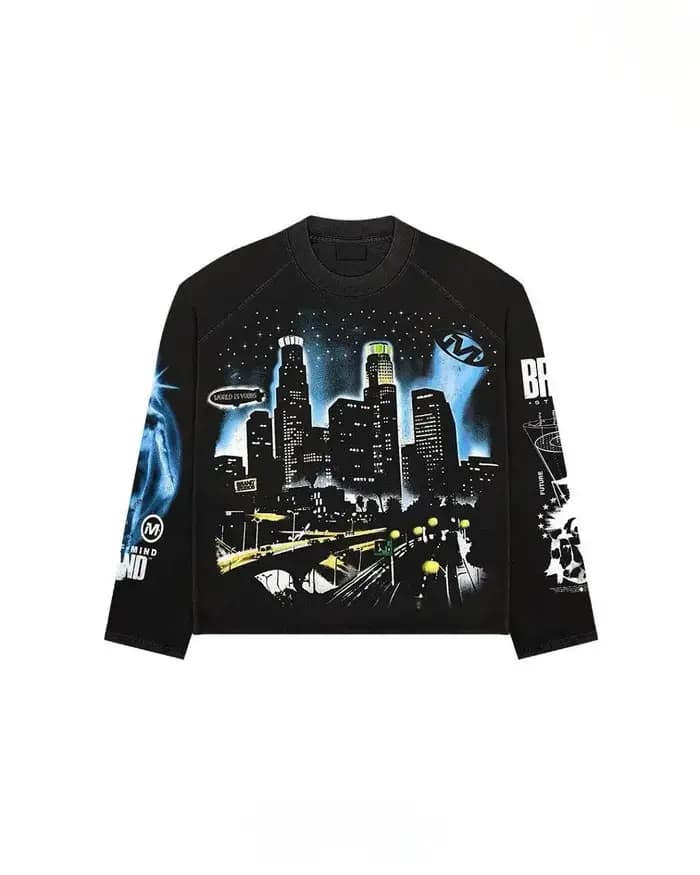 Y2K America Streetwear t-shirt gothique lettre graphique imprimé à la mode manches longues T-shirts coton sweat Couple hauts hommes vêtements