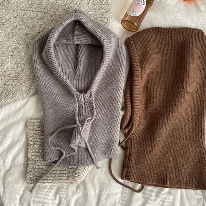 Casquettes à capuche tricotées femmes hommes hiver cou couverture cagoule chapeaux extérieur chaud laine cordon